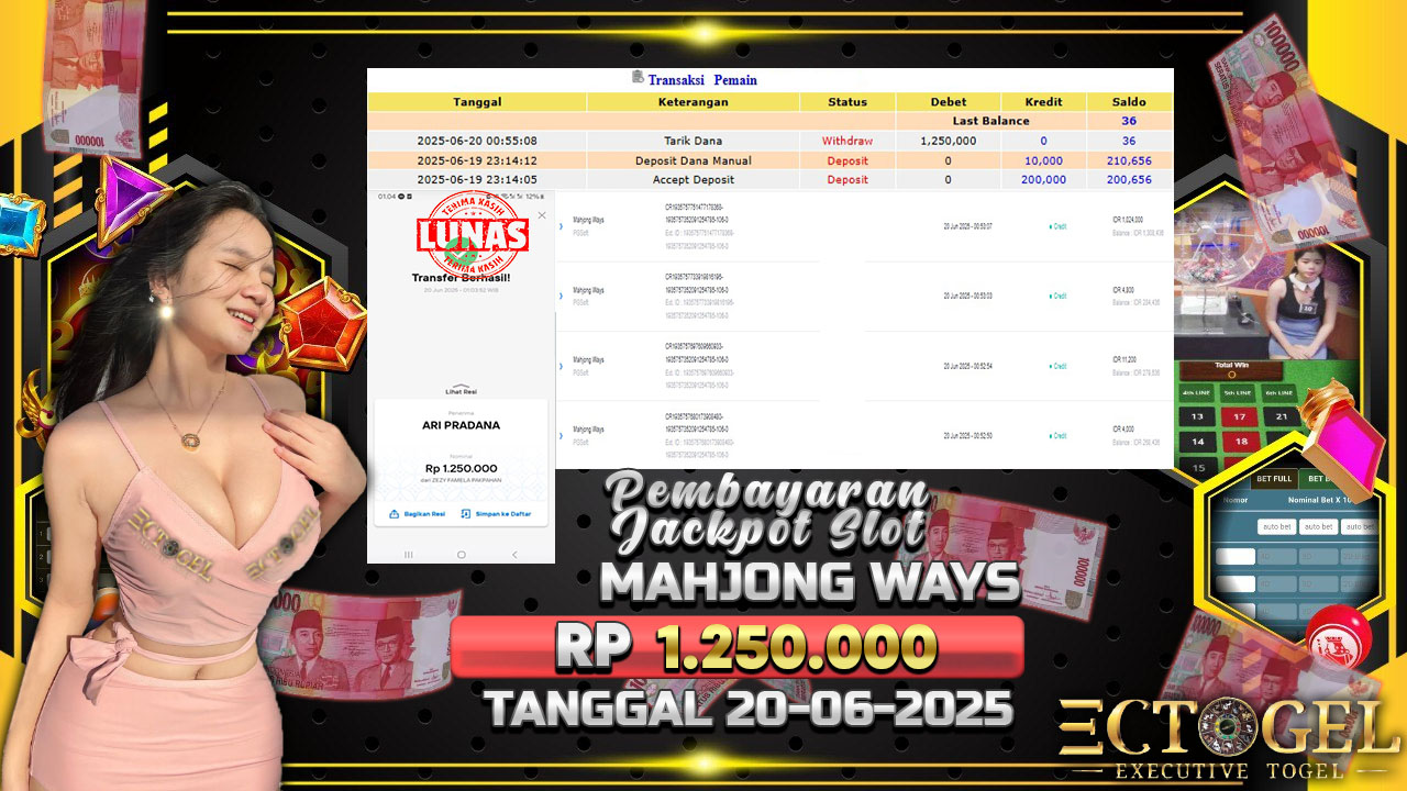 BUKTI JACKPOT SLOT MAHJONG WAYS TERPERCAYA DI INDONESIA TGL 20-06-2025