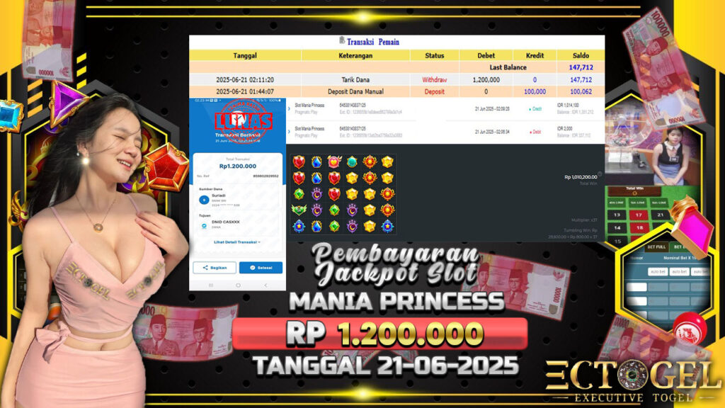 BUKTI JACKPOT SLOT MANIA PRINCESS TERPERCAYA DI INDONESIA TGL 21-06-2025