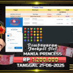 BUKTI JACKPOT SLOT MANIA PRINCESS TERPERCAYA DI INDONESIA TGL 21-06-2025