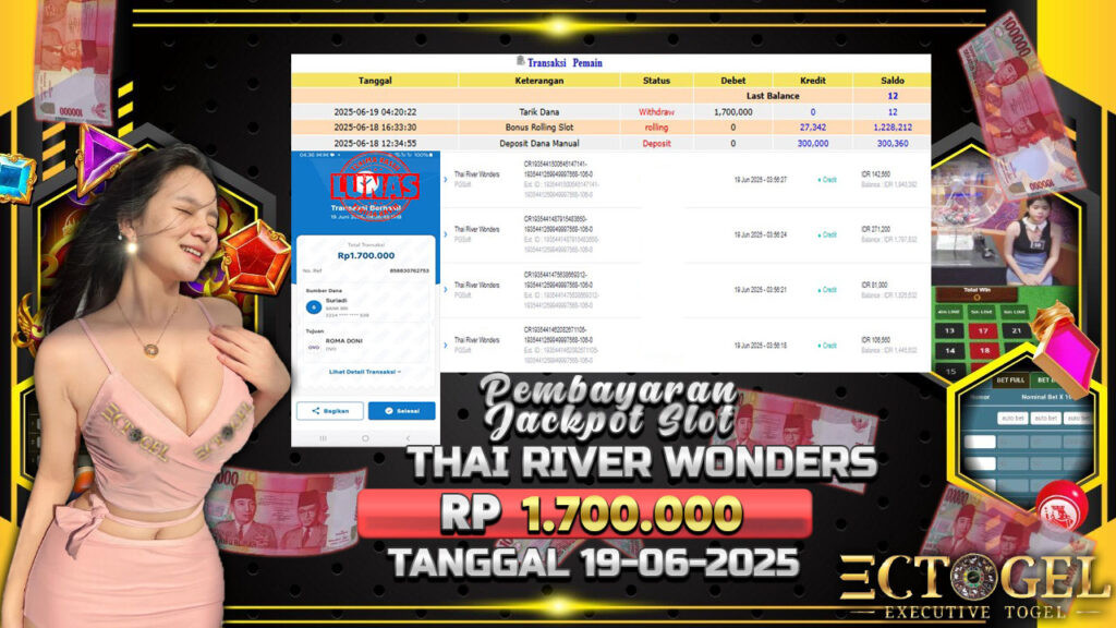 BUKTI JACKPOT SLOT THAI WONDERS TERPERCAYA DI INDONESIA TGL 19-06-2025