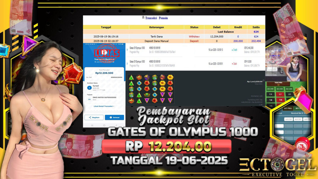 BUKTI JACKPOT SLOT GATES OF OLYMPUS 1000 TERPERCAYA DI INDONESIA TGL 19-06-2025