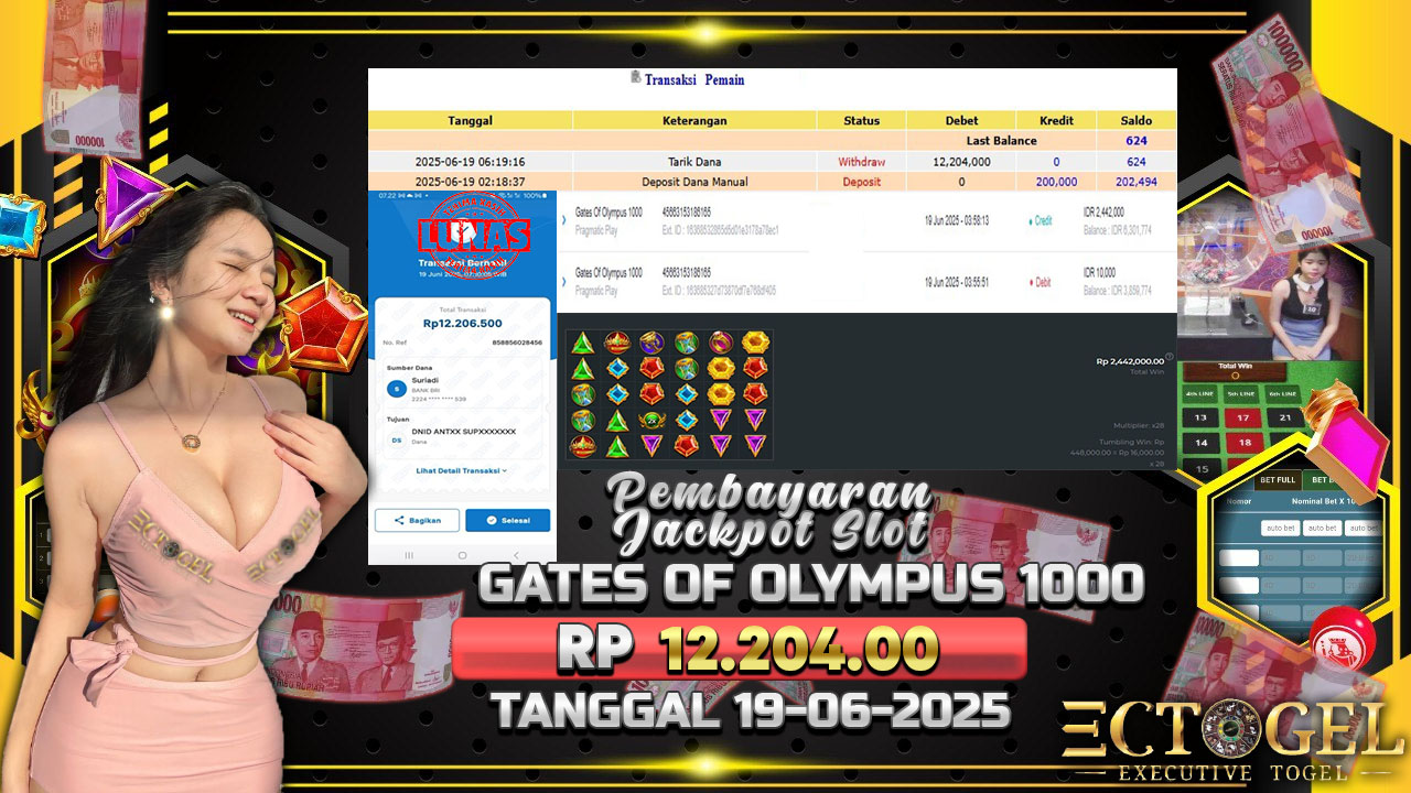 BUKTI JACKPOT SLOT GATES OF OLYMPUS 1000 TERPERCAYA DI INDONESIA TGL 19-06-2025