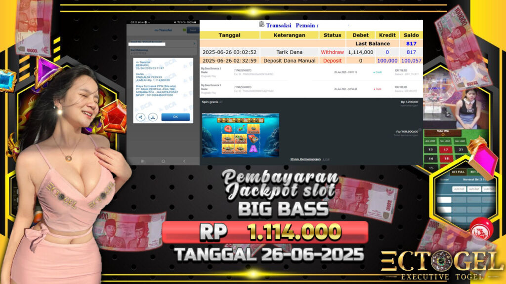 BUKTI JACKPOT SLOT BIGBASS BONANZA 3 REELER TERPERCAYA DI INDONESIA TGL 26-06-2025