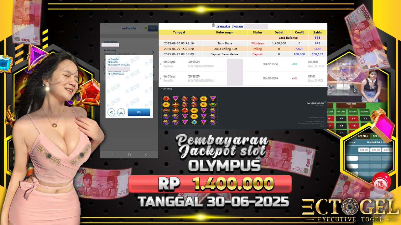 BUKTI JACKPOT SLOT GATES OF OLYMPUS TERPERCAYA DI INDONESIA TGL 30-06-2025
