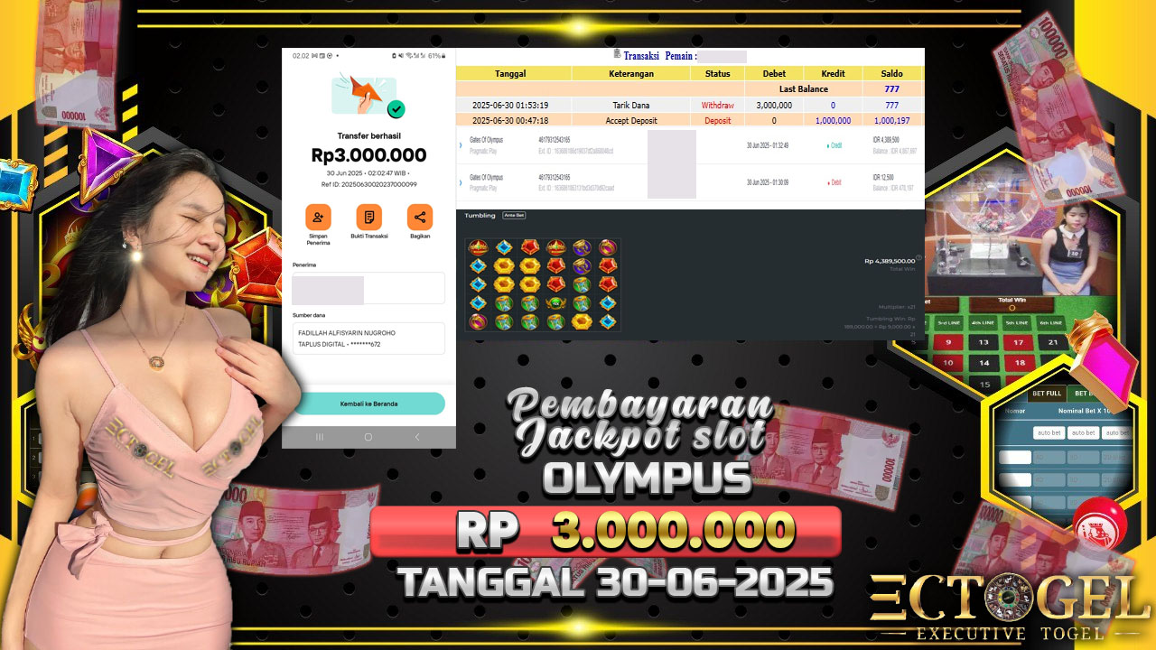 BUKTI JACKPOT SLOT GATES OF OLYMPUS TERPERCAYA DI INDONESIA TGL 30-06-2025