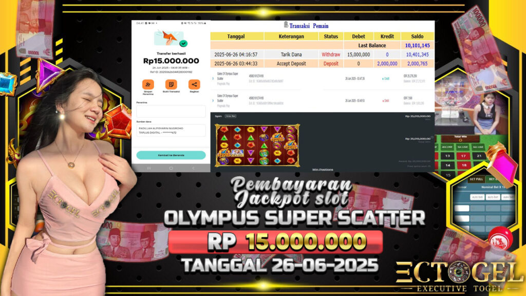 BUKTI JACKPOT SLOT GATES OF OLYMPUS SUPER SCATTER TERPERCAYA DI INDONESIA TGL 26-06-2025