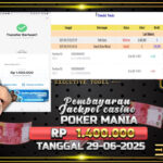 BUKTI JACKPOT CASINO POKER MANIA TERPERCAYA DI INDONESIA TGL 29-06-2025