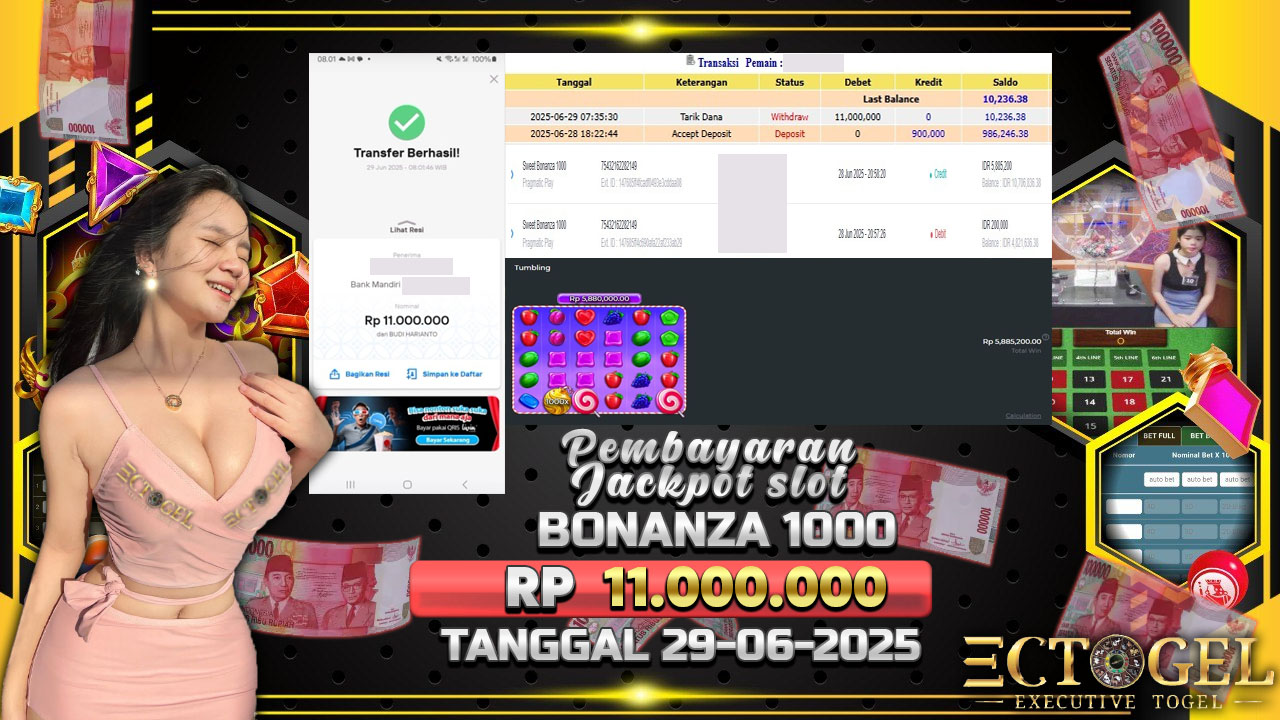 BUKTI JACKPOT SLOT SWEET BONANZA 1000 TERPERCAYA DI INDONESIA TGL 29-06-2025