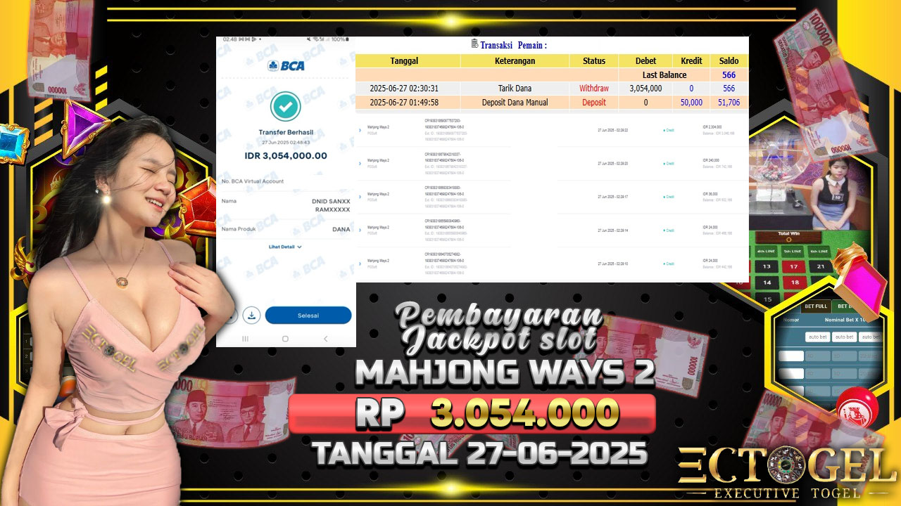 BUKTI JACKPOT SLOT MAHJONG WAYS 2 TERPERCAYA DI INDONESIA TGL 27-06-2025