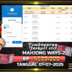 BUKTI JACKPOT SLOT MAHJONG WAYS 2 TERPERCAYA DI INDONESIA TGL 01-07-2025